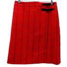 Boden British Tweed Moon Wrap Skirt Size 8 Buckle Wool Geometric Pink Gray