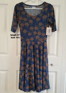 LuLaRoe Nicole Dress A-Line Blue Yellow Daisies Floral Size S NWT - Picture 1 of 5