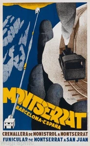 Montserrat Barcelona España Ferrocarril Vintage Tren Viaje Lienzo Impresión 20x32 - Imagen 1 de 3