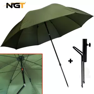 NGT 45" Khaki Green Umbrella Carp Fishing Brolly With Tilt + Brolly Spike - Picture 1 of 7