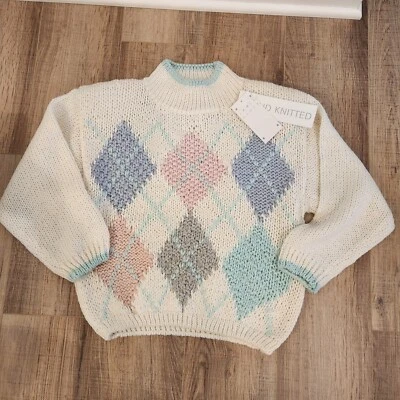 Suéter Argyle Jamie Scott Vintage Tejido a Mano, Mujer Mediano, Nuevo con Etiquetas, Pullover Foto 1 de 4