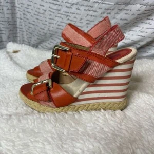 Sandalias cuña vintage 548 naranja y blanco talla 6 - Imagen 1 de 5