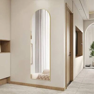 XYHLC-Arched Full Length Mirror 64" X 21" Full Body Floor Mirrors Gold Standing - Picture 1 of 6
