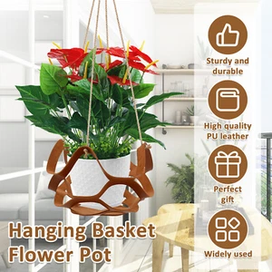 2Pcs Hanging Basket Flower Pot Leather Plant Hanger Hanging Basket Plant paEyB - Picture 1 of 11