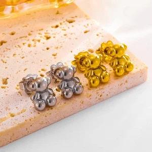 Niedliche kleine 3D Bär Halskette/Ohrstecker aus Edelstahl 316L - Bild 1 von 14