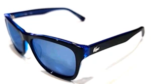 Lacoste L863 002 Black Oval Blue Mirror Sunglasses 55-16 140 - Picture 1 of 11