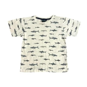 shark print baby tee bold blue y2k vintage kids 8 marine sea animals creatures - Picture 1 of 4