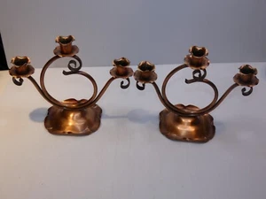 Vintage Bregarian Kupfer Paar 3 Halter Kerzenleuchter - Bild 1 von 6