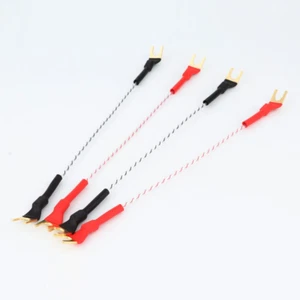 4PCS Speaker Bridge Cable Silver Plated Jumper Cable with Gold Plated Spade Plug - Picture 1 of 8