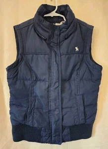 Abercrombie & Fitch Jungen gefütterte Weste durchgehender Reißverschluss Knöpfe blau Größe XL - Bild 1 von 12