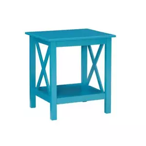 Linon Home Decor End Table 17.13"x20"x22" Teal Rectangular Wood w/Shelf Indoor - Picture 1 of 7