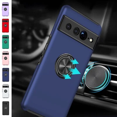 For Google Pixel 6a/7a/7 Pro/8 Pro Shockproof Hybrid Ring Holder Hard Phone Case - Image 1 of 4