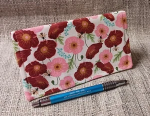 FLORAL Stoff Scheckbuch Hülle Brieftasche Debitkarte Registrierung USA Handgefertigt  - Bild 1 von 2