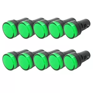 10 x Green 22mm 110V LED Indicator Light Power Signal Lamp Bulk AD16-22D/S Round - Picture 1 of 10