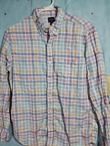 J Crew Shirt Mens Medium Multicolor Plaid Button Front Casual Long Sleeve - Picture 1 of 11