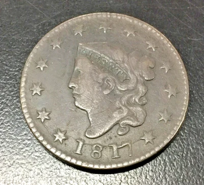 1817 Large Cent N-12 BIG DIE CRACK CUD ERROR Thru 1-8-1~7 ~ E.A.C. MEMBER (LC-5) - Image 1 of 4