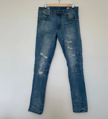 Jeans Smoke Rise Para Hombre 34x34 Azul Ajustado Recto Denim Moto Aire Libre Hechos a Mano Foto 1 de 4