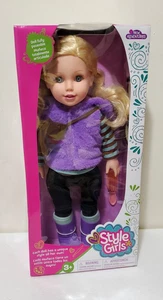 Estilo Niñas 18" Posable Muñeca Moda Muñeca Púrpura Conjunto y Cabello Rubio Coleccionista - Imagen 1 de 8