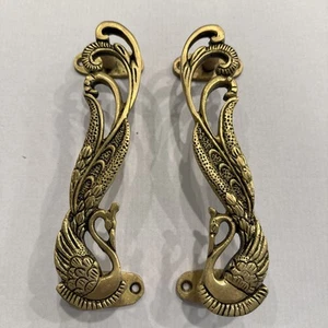 Peacock Shape Vintage Style Brass Victorian Door Pull Handles Home Decor New - Picture 1 of 4