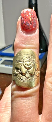 复古纯银金色可调戒指 — 第 1/4 张图片