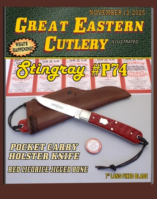 GEC, NORTHFIELD UN-X-LD P74525 Stingray knife. Red Licorice Jigged Bone. - Image 1 of 4