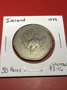 1979 Ireland Republic 50 PENCE HARP Coin Irish World Currency US SELLER - BIN 3 - Picture 1 of 5