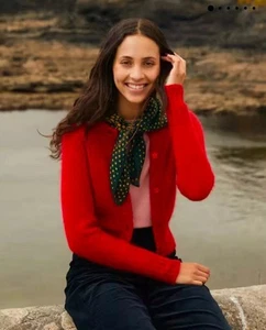 Brora Cardigan Poppy Red Superkid -UK 10- Mohair Wool Lightweight- rrp £179 - Picture 1 of 13