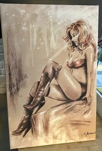 Leinwand Bild er abstrakt Frau mit Schuhe, High Heels für die Wand, wie neu - Bild 1 von 2