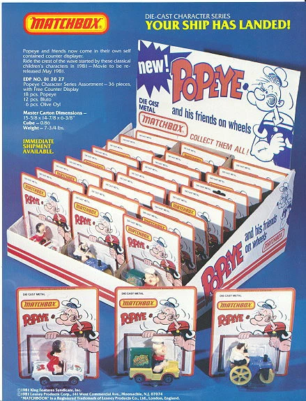 Matchbox original promo leaflet "Popeye" series USA 1981 - Image 1 of 1
