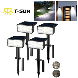 T-SUN 4pack Solar LED Outdoor Spot Lights Pathways Outdoor Coldwhite Lighting - Picture 1 of 9