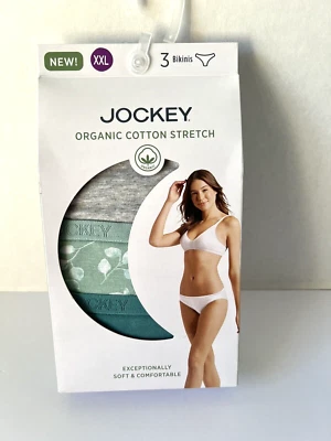 NUEVO Jockey Mujer 3 Pares Algodón Orgánico Elástico Bikini Bragas XXL (47-49") NUEVO EN PAQUETE Foto 1 de 3