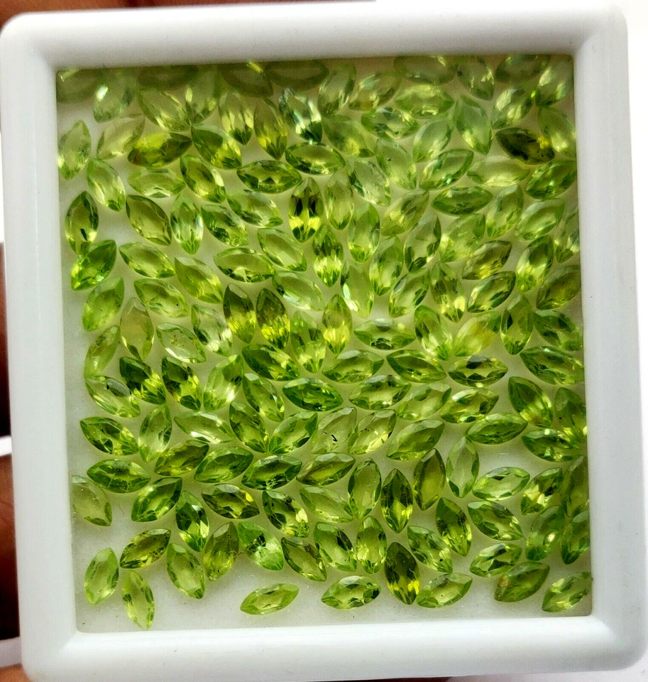 Натуральный перидот огранка маркиза драгоценные камни россыпью лот 85 шт. 3*6 мм 24 карата - Изображение 1 из 4