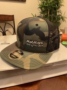 Camo Trucker Cap Hat Green Brown Snap Back Half Hays Co Advertising - Picture 1 of 11