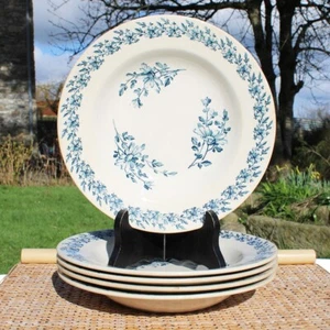 Set de 5 assiettes creuses anciennes en faïence K&G Lunéville modèle Pâquerette - Picture 1 of 5