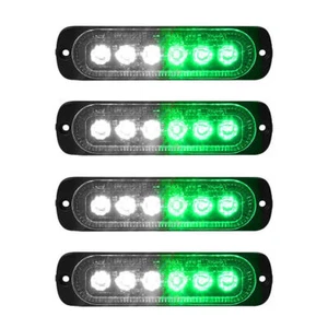 4x White/Green 6LED Strobe Light Hazarding Car Tow Van Truck RV Warning Lights - Picture 1 of 9