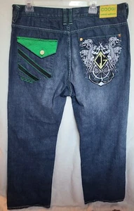 Authentic Coogi Mens Jeans Size 44x35 Baggy Embroidered Dragon Logo Big and Tall - Picture 1 of 12