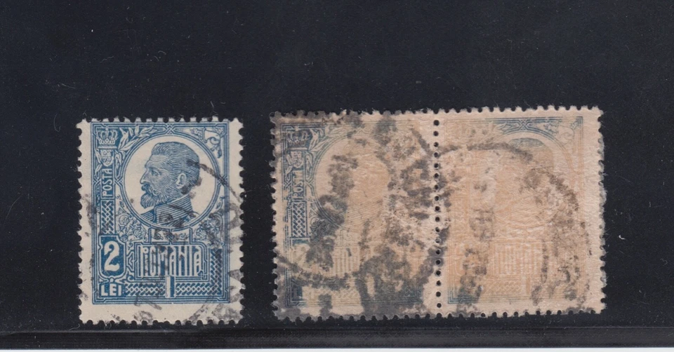 Rumania 1922 SELLOS REY FERDINAND ERROR 2 LEI AMARILLO AZUL USADO POST EXCELENTE Foto 1 de 3