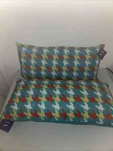 2 NWT Lush Décor Orange/yellow/teal 12”x 24" Lumbar Pillow Feather And Down - Picture 1 of 5