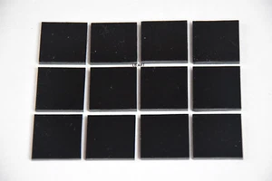 0100.50-12 PIECES 1 1/4"x 1 1/4" BLACK BULLSEYE THIN 2mm GLASS 90 COE COMPATIBLE - Picture 1 of 1