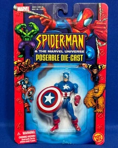 CAPTAIN AMERICA - Toy Biz METAL DIE-CAST Mini 2.75" Figure SPIDER-MAN Poseable - Picture 1 of 4