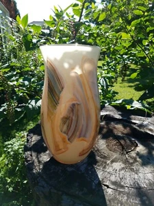 Beautiful Illegibly signed Hand Blown Studio Art Glass Vase dated 2011 13" high - Picture 1 of 12