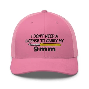 Funny Crochet Trucker Hat, I Don't Need a License to Carry My 9mm Hook - Picture 1 of 21