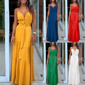 1Pc Frauen Sommer Ärmelloses Strand Langes Kleid Party Pendeln Kleid : - Bild 1 von 22