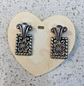 *NEU* Vintage BRIGHTON Mimose Silber Ohrstecker Blumen traditionell quadratisch - Bild 1 von 2