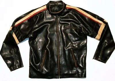 Jaqueta de motociclista ROCK & CHROME couro sintético desgastado GG - Imagem 1 de 4