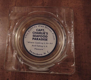 Vintage Glass Ashtray Capt. Charlie's Seafood Paradise Swansboro NC - Picture 1 of 3