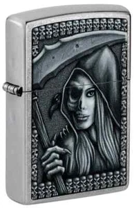 Zippo 46151, Grim Reaper/Beauty Design, Street Chrome Finish Lighter, NEW - Picture 1 of 3