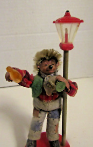 VINTAGE Steiff Micki 5" German Hedgehog  Mecki Doll Drunk on Lamp Post