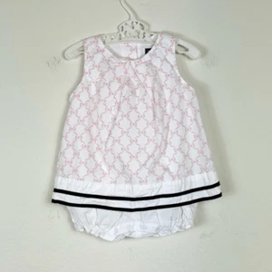 Vestido Janie and Jack Bebé Niña Blanco y Rosa Patrón Lazo Talla 3-6m - Imagen 1 de 6