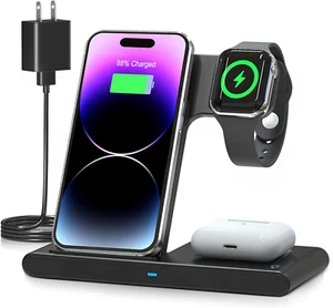Wireless Charger Iphone Charging Station: 3 in 1 Charger Stand Multiple Devices - Picture 1 of 6